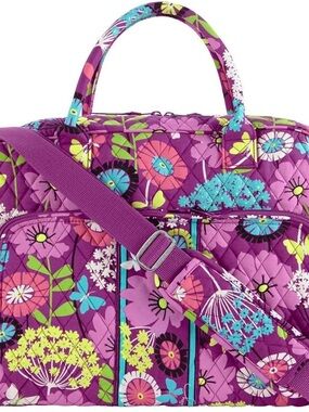 Vera Bradley Purple Quilted Floral Travel Bag